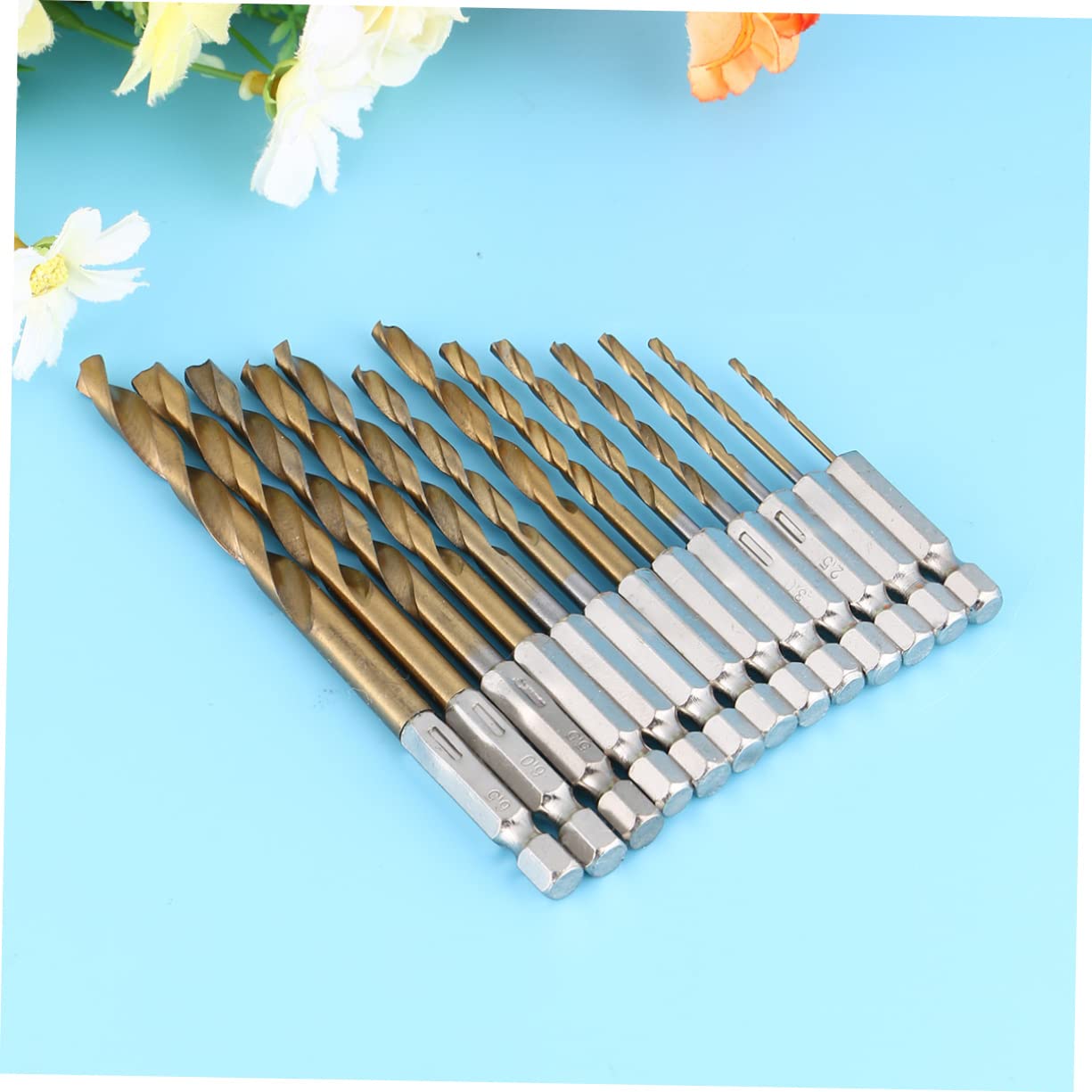 IWOWHERO Drill Bit Set Pcs Titanium Coated Hss Bits - Mm Auger Center Drill for Cordless Screwdriver