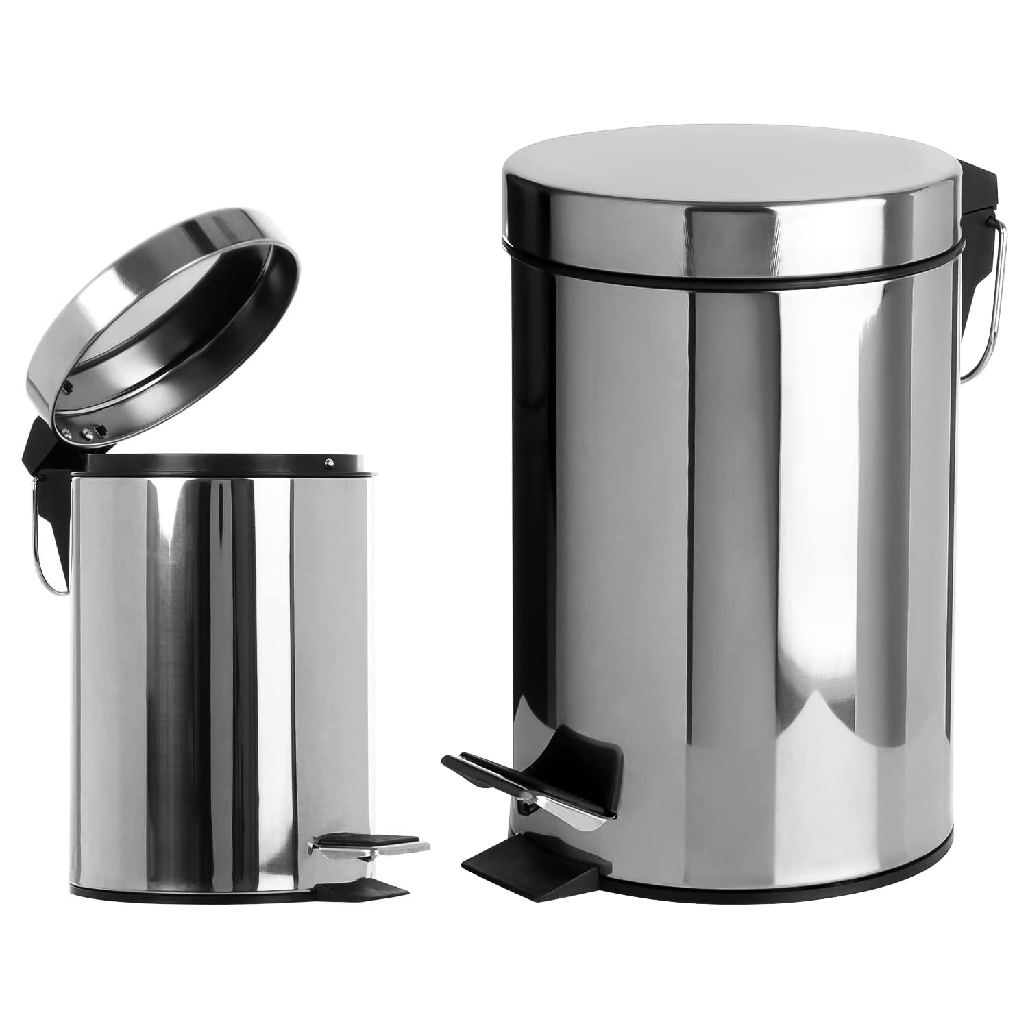 Denny International S/Sless Steel 3L 5L 12L 20L 30L Silver Pedal Bin Kitchen Bathroom Toilet Rubbish Office Waste (30L)