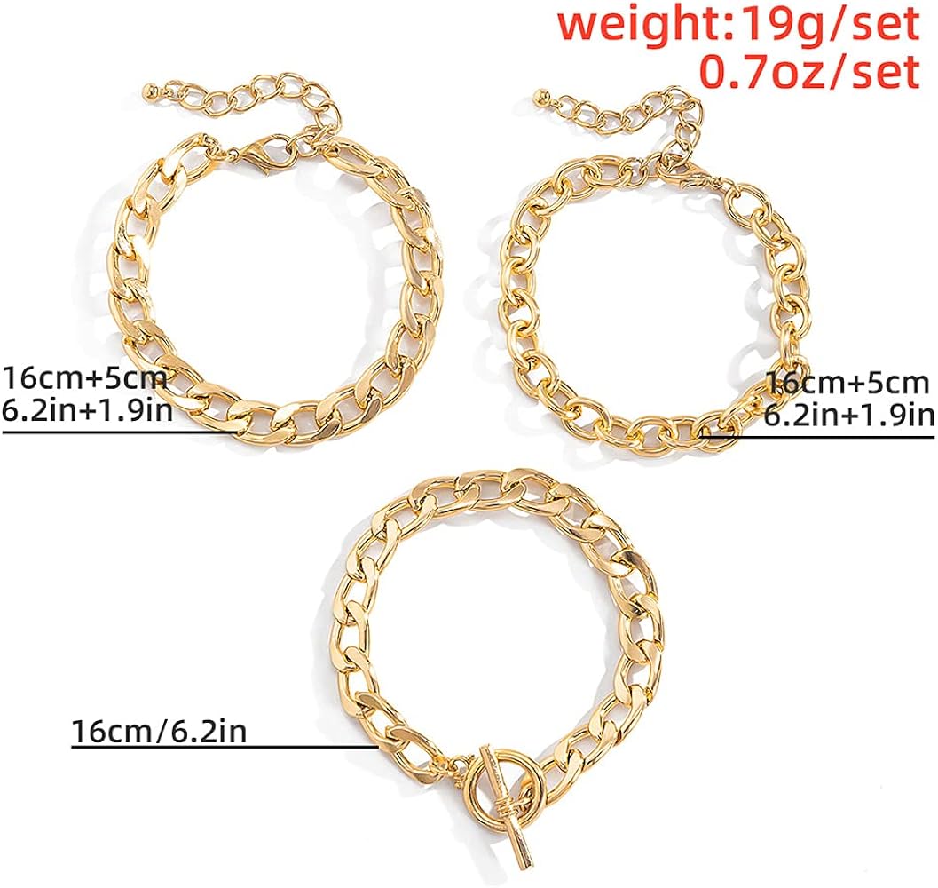 Amazon.com: JWICOS Gold Boho Chunky Chain Bangle Bracelet for
