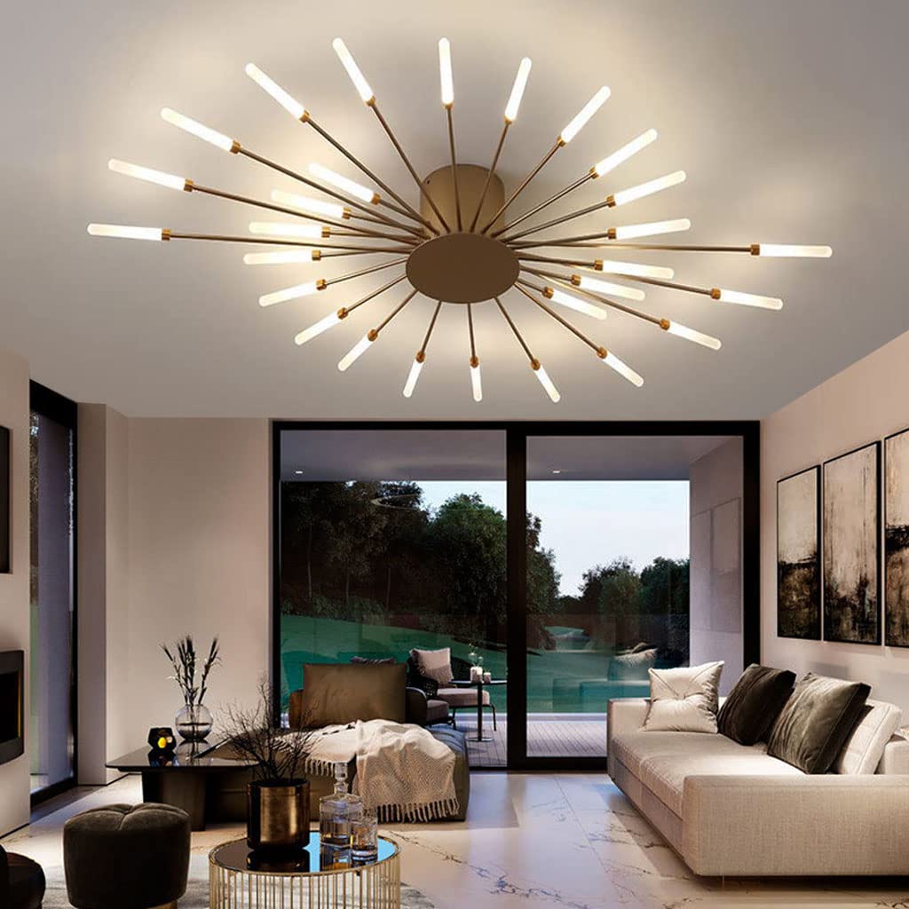 Plafoniera Moderna Lampada Da Soffitto A LED Fuochi D'artificio Design Lampadario Creatività Camera Da Letto Soggiorno Lampada Da Parete Reception Ufficio Illuminazione Per Interni (Gold,42 heads)