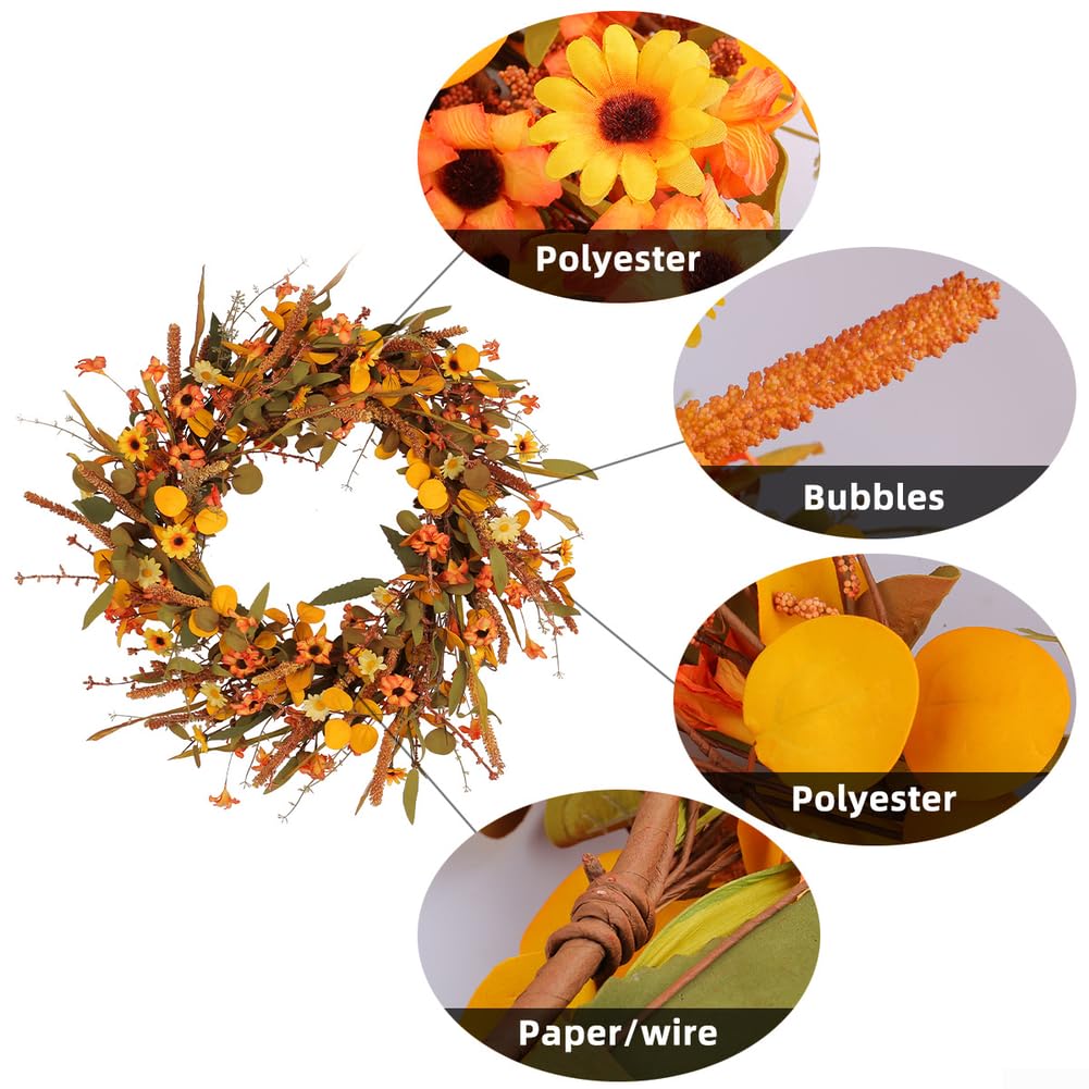 Ghirlanda autunnale decorativa con foglie d'acero, ghirlanda di fiori realistica per il Ringraziamento e il Ringraziamento, robusta decorazione per porta, diametro 50 cm