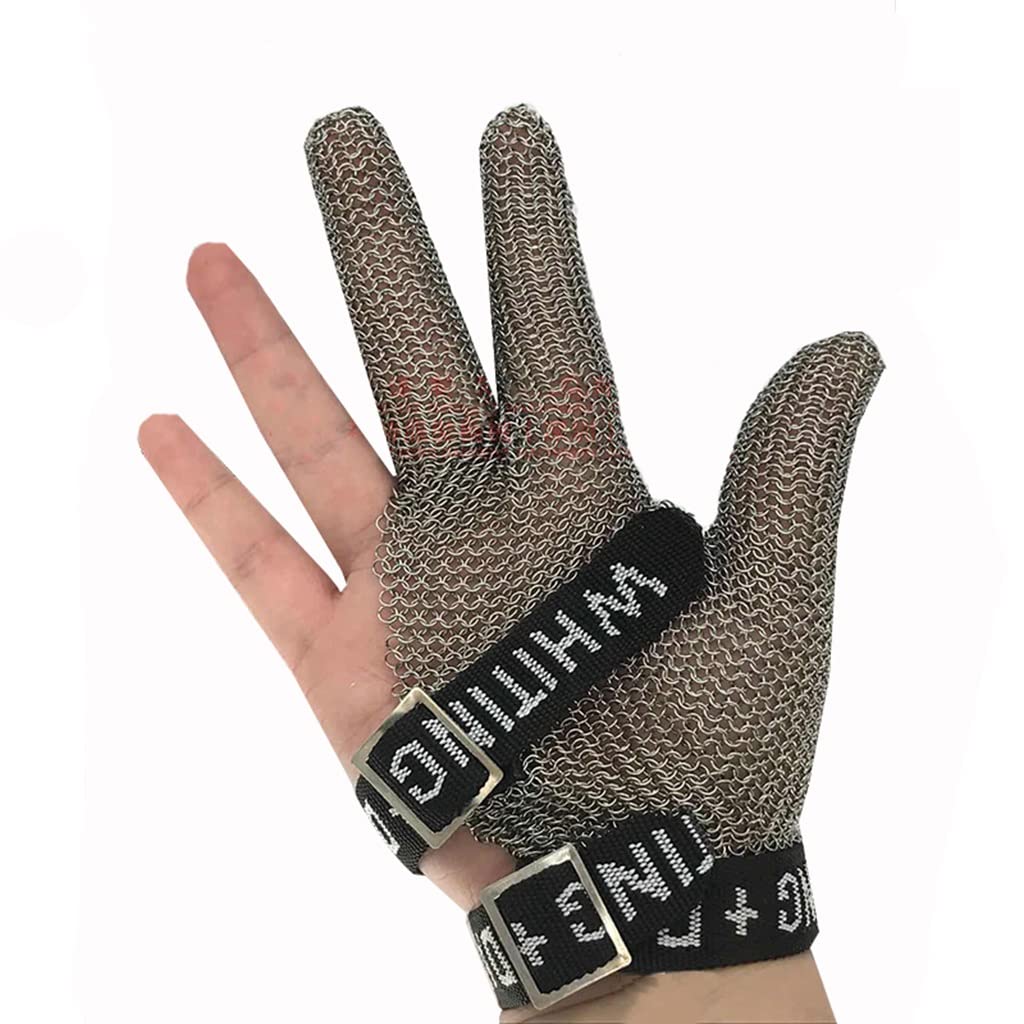 Kettenhandschuh Schnittfeste Handschuhe Aus Edelstahl, Koch-Metzger-Sicherheitshandschuhe, 3-Finger-Kettenhemd-Handschuhe, Verstellbare Handschlaufe (Size : A Pack of one/XL)