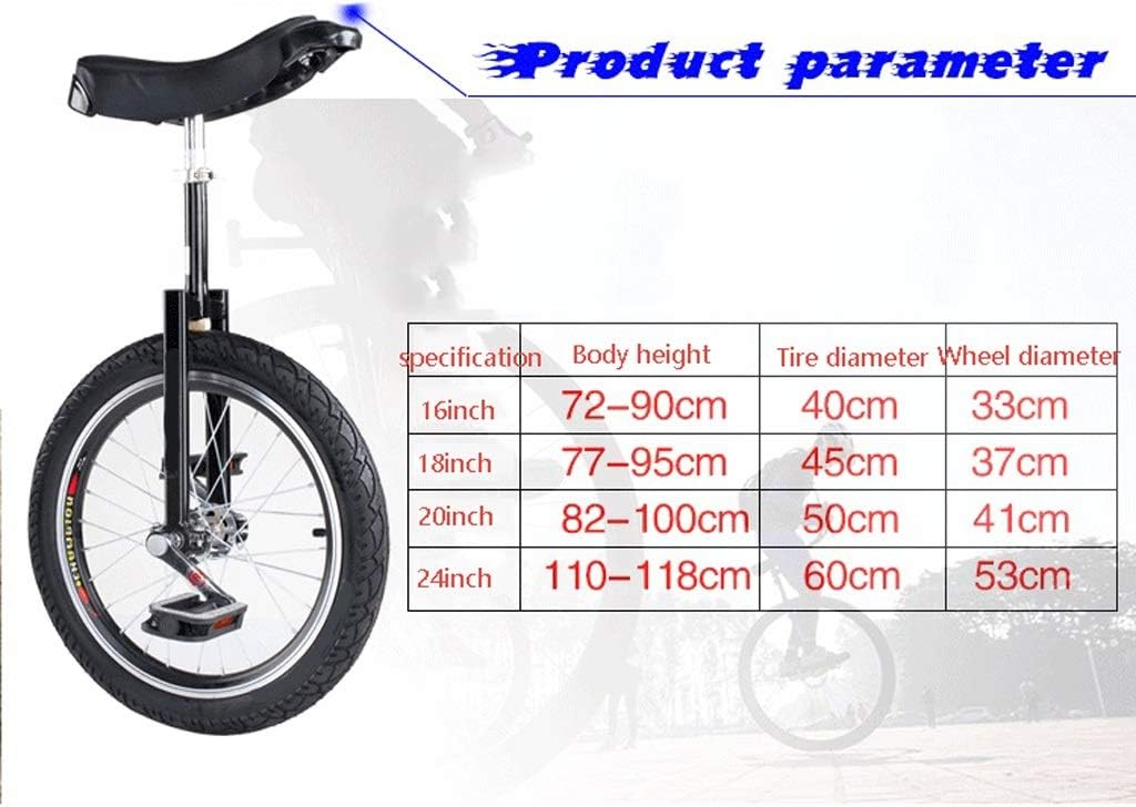 TXTC 18 Inch Wheel Unicycle, High-Strength Manganese Steel Fork, Adjustable Seat, Aluminum Alloy Buckle, Ergonomic Saddle Pedals, Balance Bike,for Women and Men Outdoor Sports