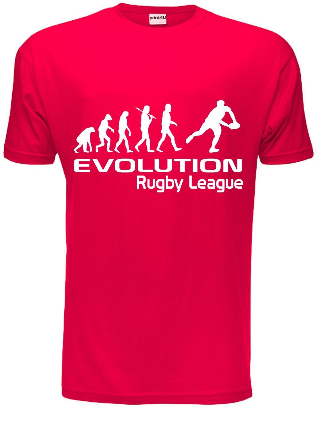 Print4u Men's Red Evolution Of Rugby League T Shirt Large