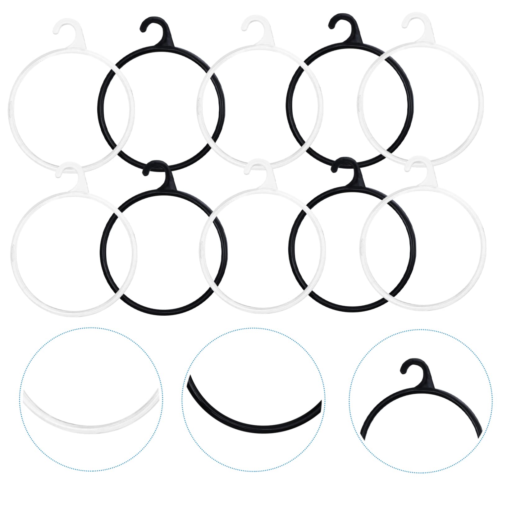 Garneck 40pcs Scarf Hanger Organizer Plastic Clothes Ring Tie Belt Shawl Scarf Rack Wardrobe Organizer