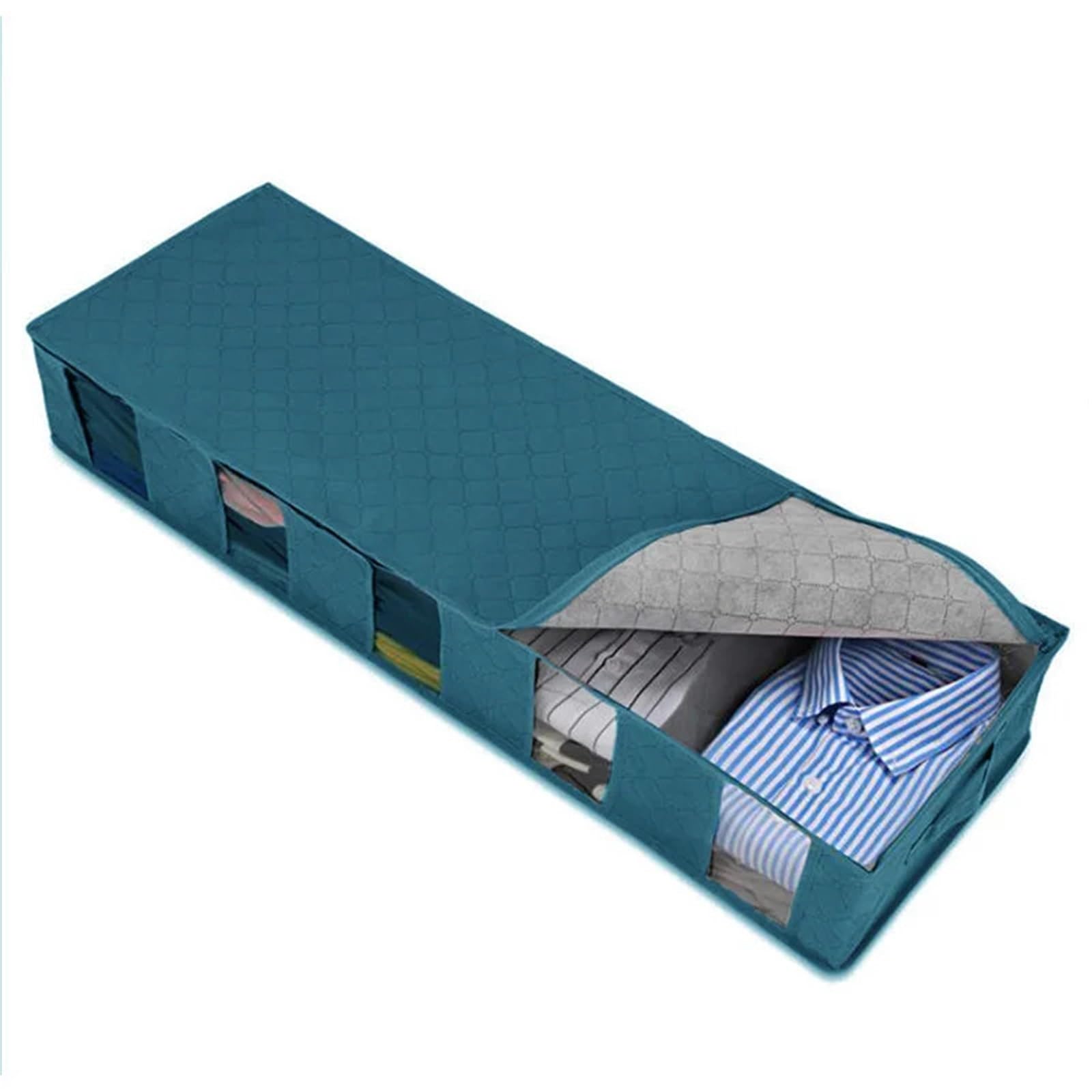 Organizzatore Di Scarpe Sotto Il Letto 2 pezzi sotto il letto scatola portascarpe scatole portaoggetti divise borse portaoggetti pieghevoli for organizzazione sottoletto Per Risparmiare Spazio(Blue)