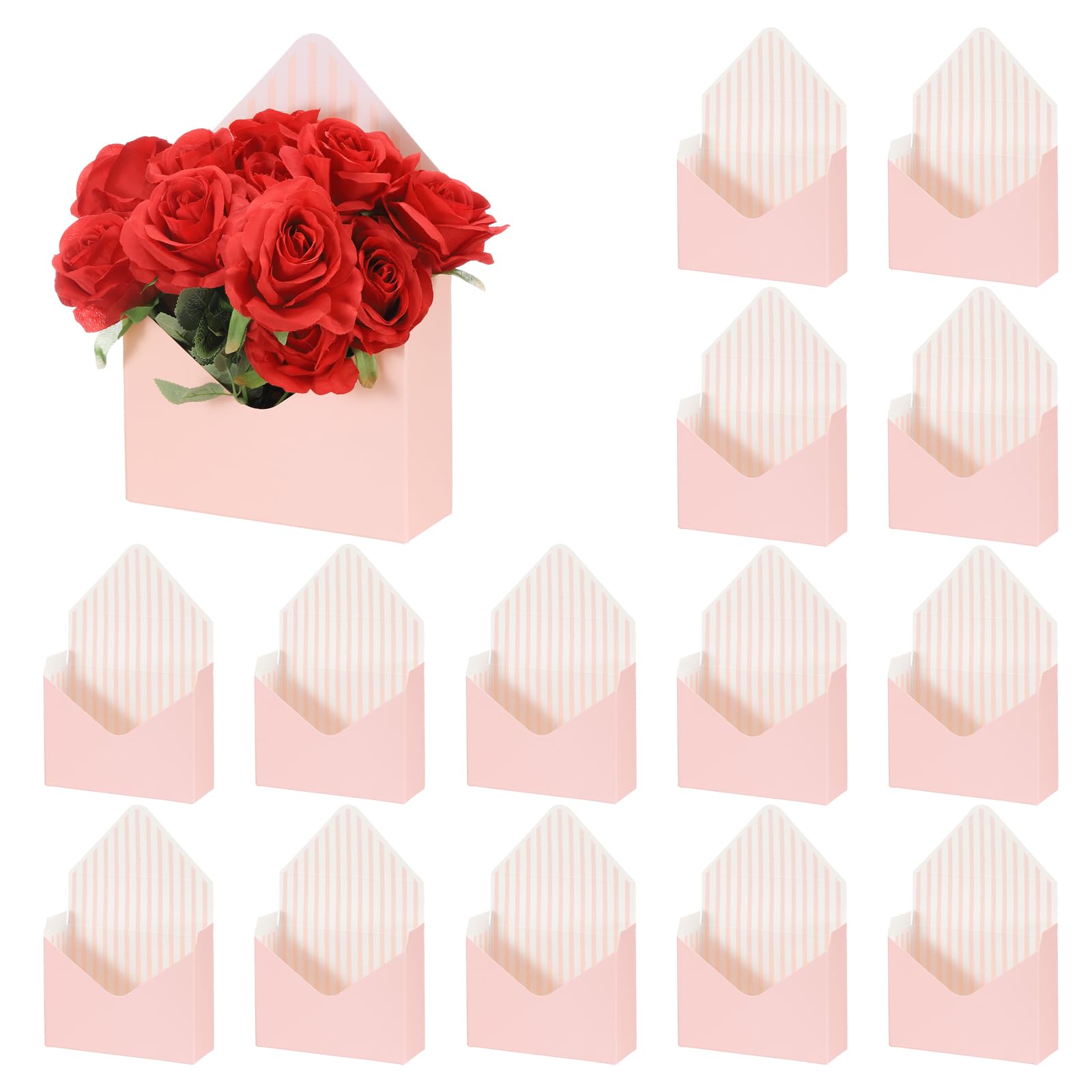 PATIKIL Florist Bouquet Envelope Box, 20 Pack Flower Bouquet Package Gift Folding Paper Boxes for Wedding, Party, Birthday, Mother's Day, Pink