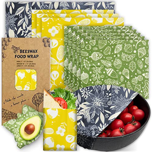 Organic Beeswax Wrap Reusable Food Wrap Set (9 Pack)