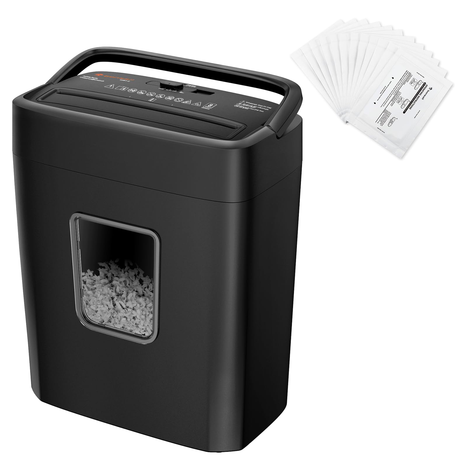 Bonsaii Aktenvernichter 8 Blatt + 12 Ölpapierblätter Set, Papierschredder mit Sicherheitsstufe P-4, Kreuzschnitt 5x14mm, 16L Auffangbehälter, Überhitzungsschutz, inkl. Wartungsölpapier für Home-Office