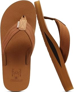 Men's Yoga Mat Leather Flip Flops with Arch Support Comfortable Cushion Walking Thong Sandals Slip On Indoor Outdoor