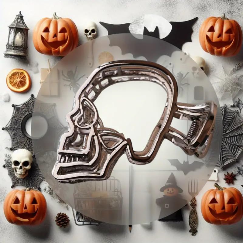 Pinza para cabello Halloween diseño calavera negra miniatura 7