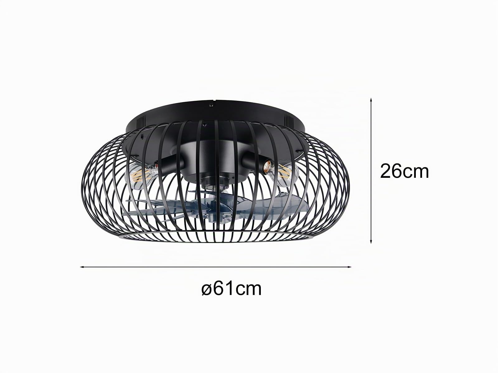 Industrial Deckenleuchte mit Ventilator und Fernbedienung Ø 61cm