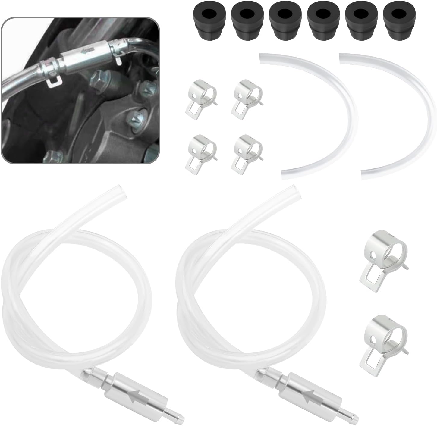 OFBAND 2-Pack Brake Bleeder Kit with One-Way Valves, Hoses & Clamps - Universal for Cars, Motorcycles, Bikes - Easy Solo Brake Fluid Bleeding