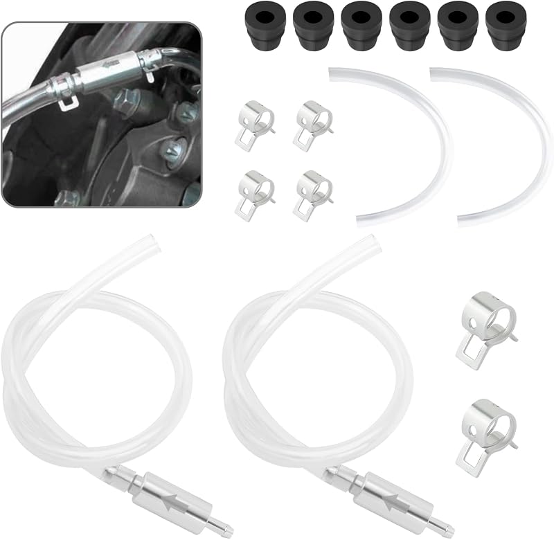 OFBAND 2Set Brake Bleeder Kit,Brake Fluid Bleeder Kit Includes 4PCS Brake Bleeder Hose,2PCS One Way Check Valve,Universal Break Bleeder Kit Car Accessories for Car Motorbike Bike