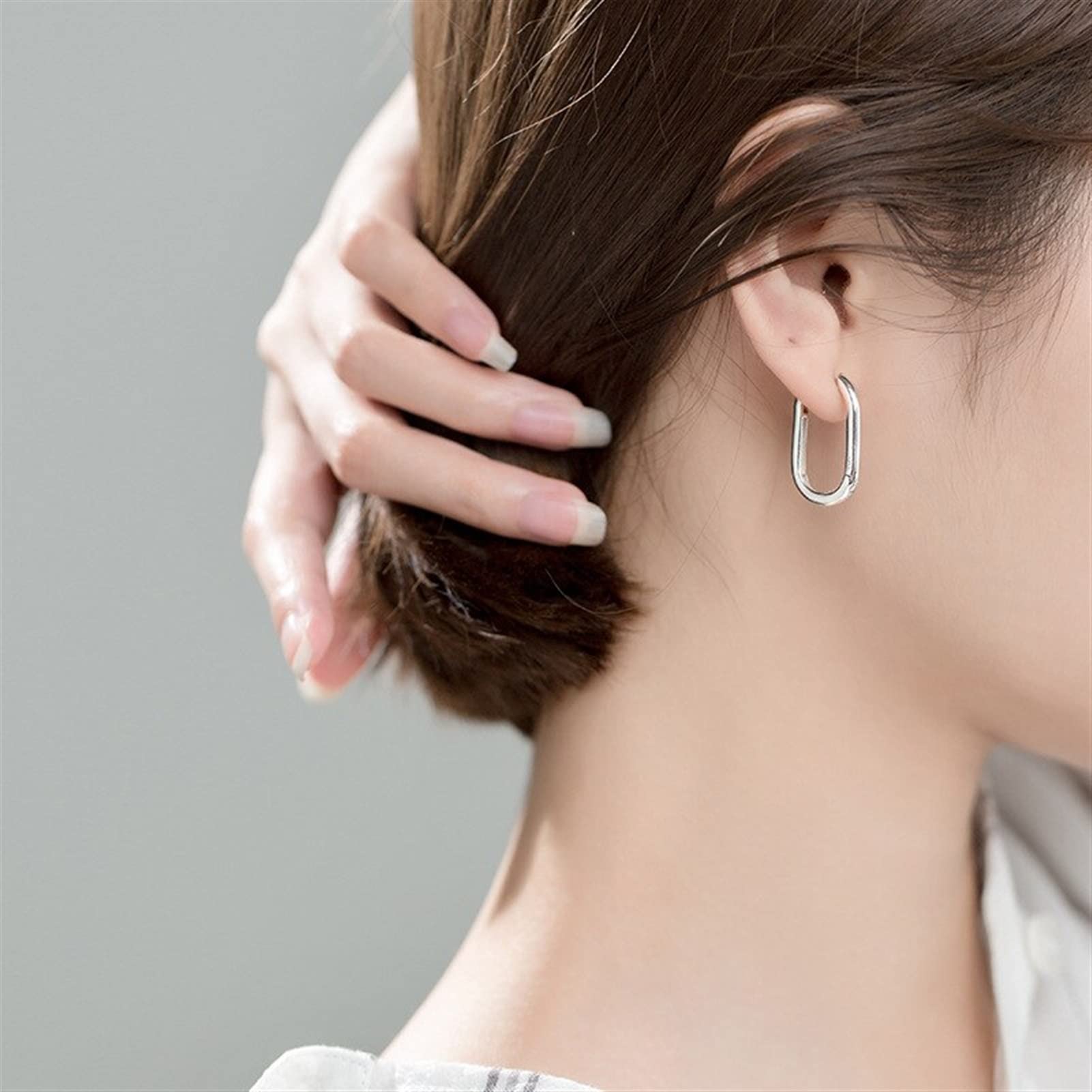 Pendientes Creativity Sterling Silver Simple Boho Hebilla Francesa Pendientes Mujeres Hombres Punk Hip Hop Glamour Party Circle Jewelry Lindos Aretes (Gem Color : Gold)