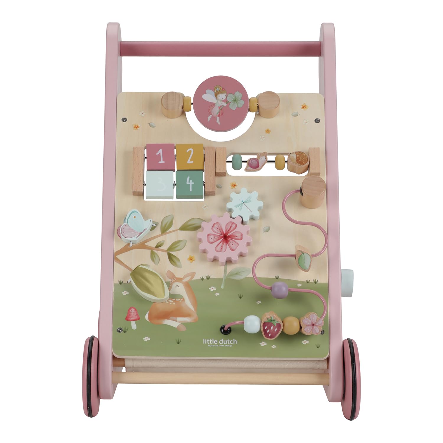Little Dutch 7332 - Carrito de madera para actividades de hadas, color rosa