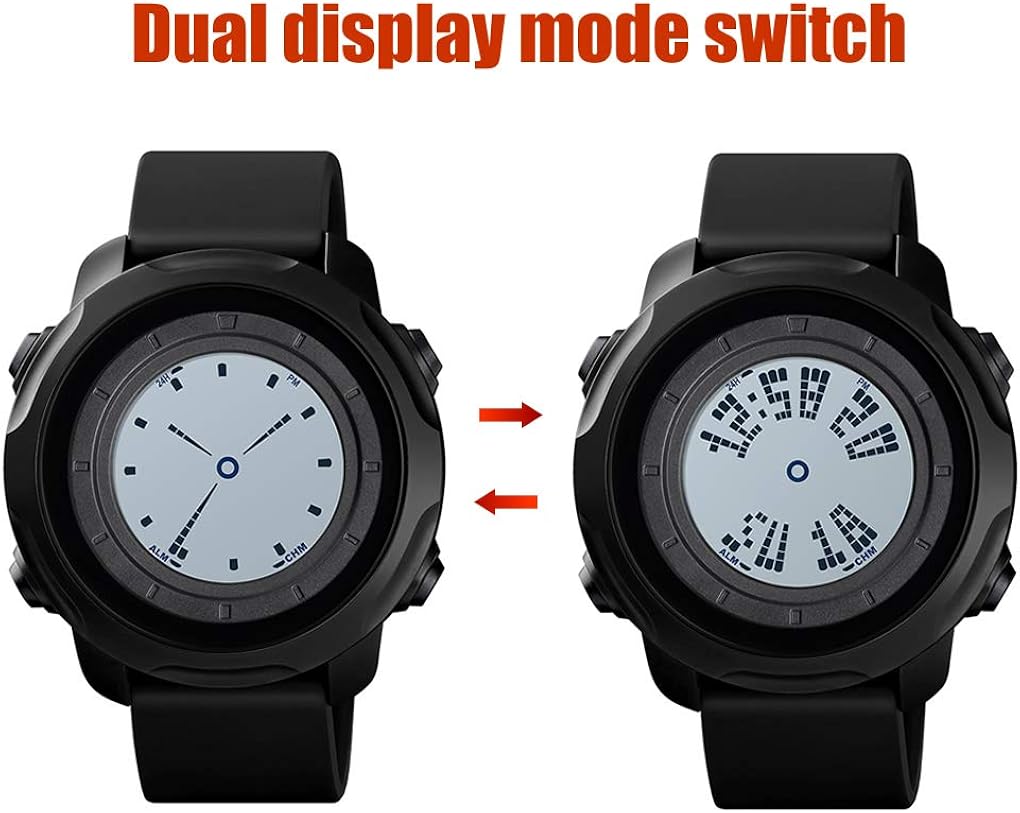 CKE Men's Analog Digital Sports Watch Waterproof Wrist Watches for Men with Dual Display Mode Stopwatch Alarm LED Backlight