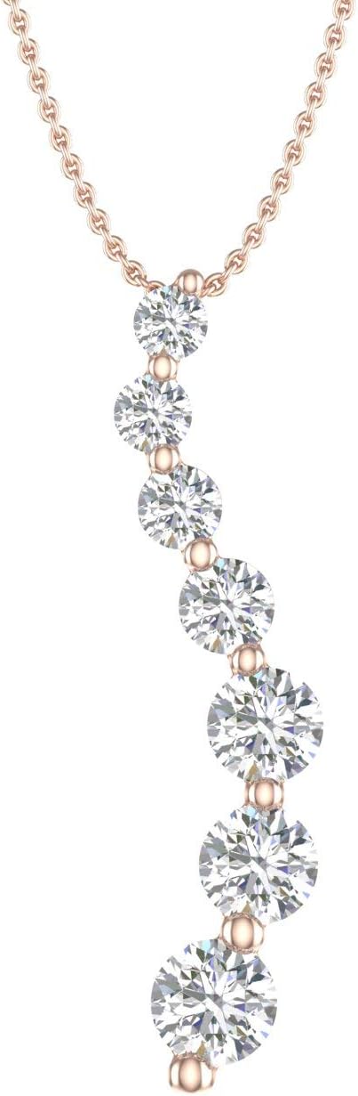 1/2 Carat Diamond Journey Pendant Necklace in 10K Gold or in Platinum (Included Silver Chain)