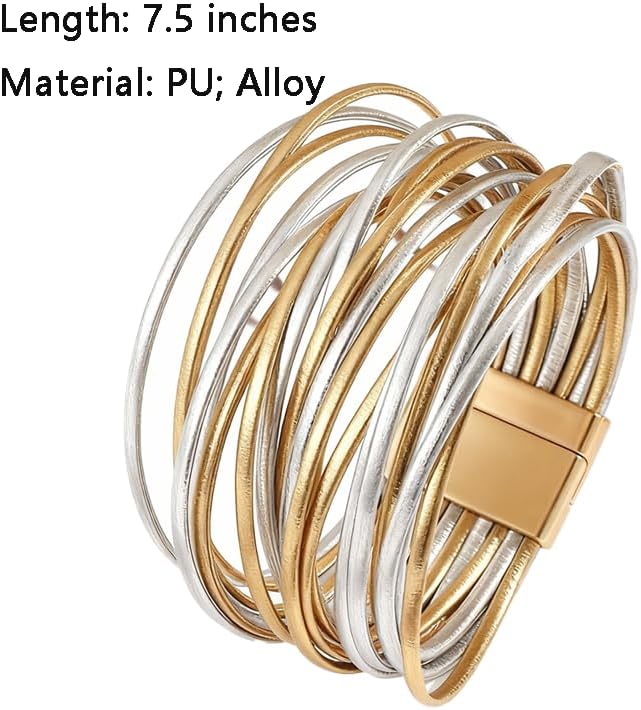 Women's PU Leather Bracelets Multi-Layer Boho Leather Bracelets Handmade for Women Jewelry Gift Accessories Birthday Chrismas - Image 2