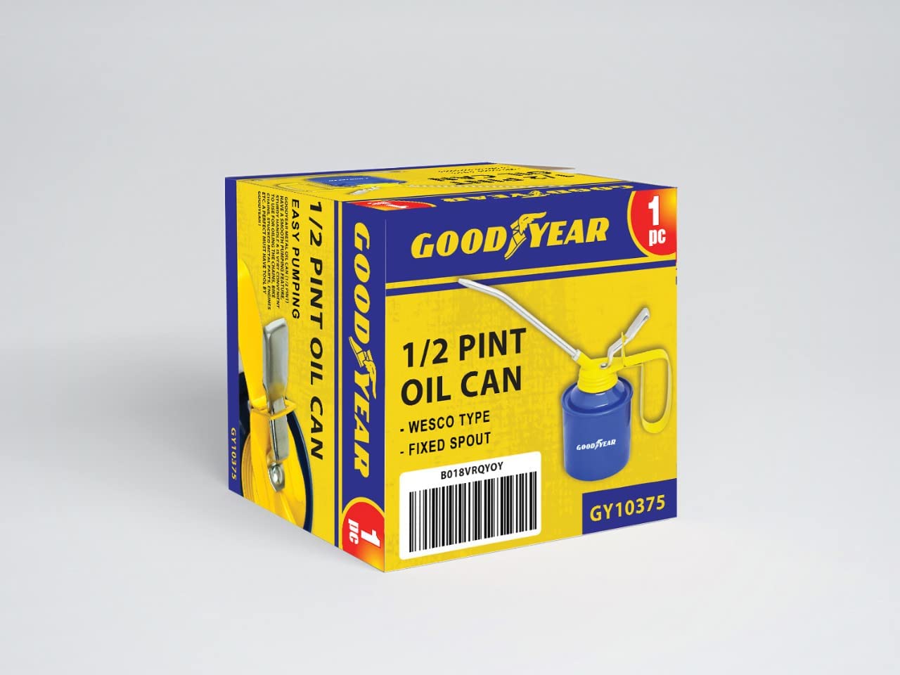 GOODYEAR Oil Can, Oil Can for Bike, 1/2 Pint Capacity Metal Oil Can Pump, GY10375 Manual Pump Manual Dispenser (Pack of 1) (Blue- 1/2 Pint) 3