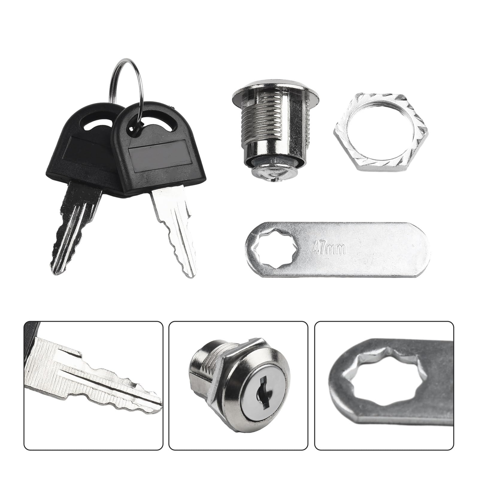 Serrures de sécurité pour boîtes aux lettres Le Cabinet Verrouille 5 Ensembles De Serrure À Came En Alliage Zinc Argenté 16-30mm Avec 2 Clés(30mm)
