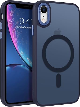BENTOBEN for iPhone XR Phone Case, iPhone XR Case [Compatible with Magsafe] Magnetic Translucent Matte Slim Thin Shockproof Women Men Raised Lips Protective Cases Cover for iPhone XR 6.1", Navy Blue