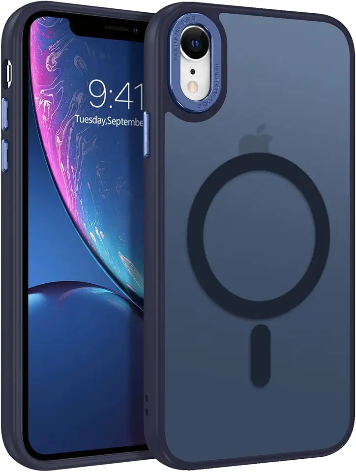 BENTOBEN Capa para celular iPhone XR, capa para iPhone XR [compatível com Magsafe] Capa protetora magnética translúcida fosca fina à prova de choque feminina masculina com lábios levantados para