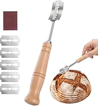 Bread Cutter Bread Knife with 5 Stainless Steel Blades Wooden Handle Bread Blades for DIY Dough Carving Raw Bread Models