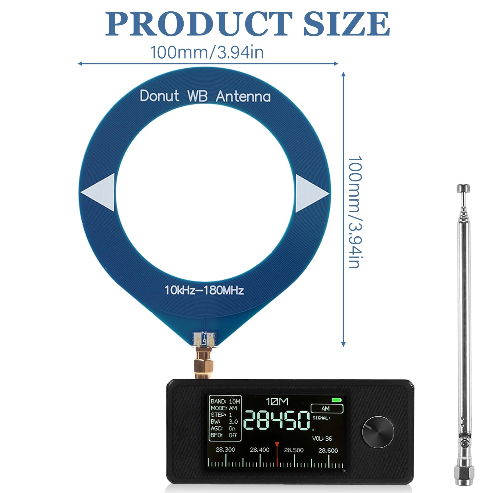 SI4732 Taschenradio 0.5-108MHz: Radio im Taschenformat mit 1,9" IPS Farbdisplay, Vollband-Empfänger für AM, FM, LSB, USB-Übertragung, 800MAh Akku (Blue-Ring)