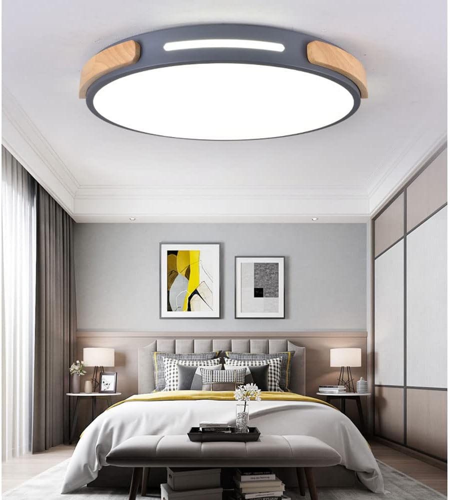 Nordic Style LED Ceiling Lights, Modern Round Ceiling Lighting, Close to Ceiling Light Fixtures, Three-Color Dimmable Flat Lamp, It Can Be Used in Bedroom, Dining Room, Living Room, Etc.