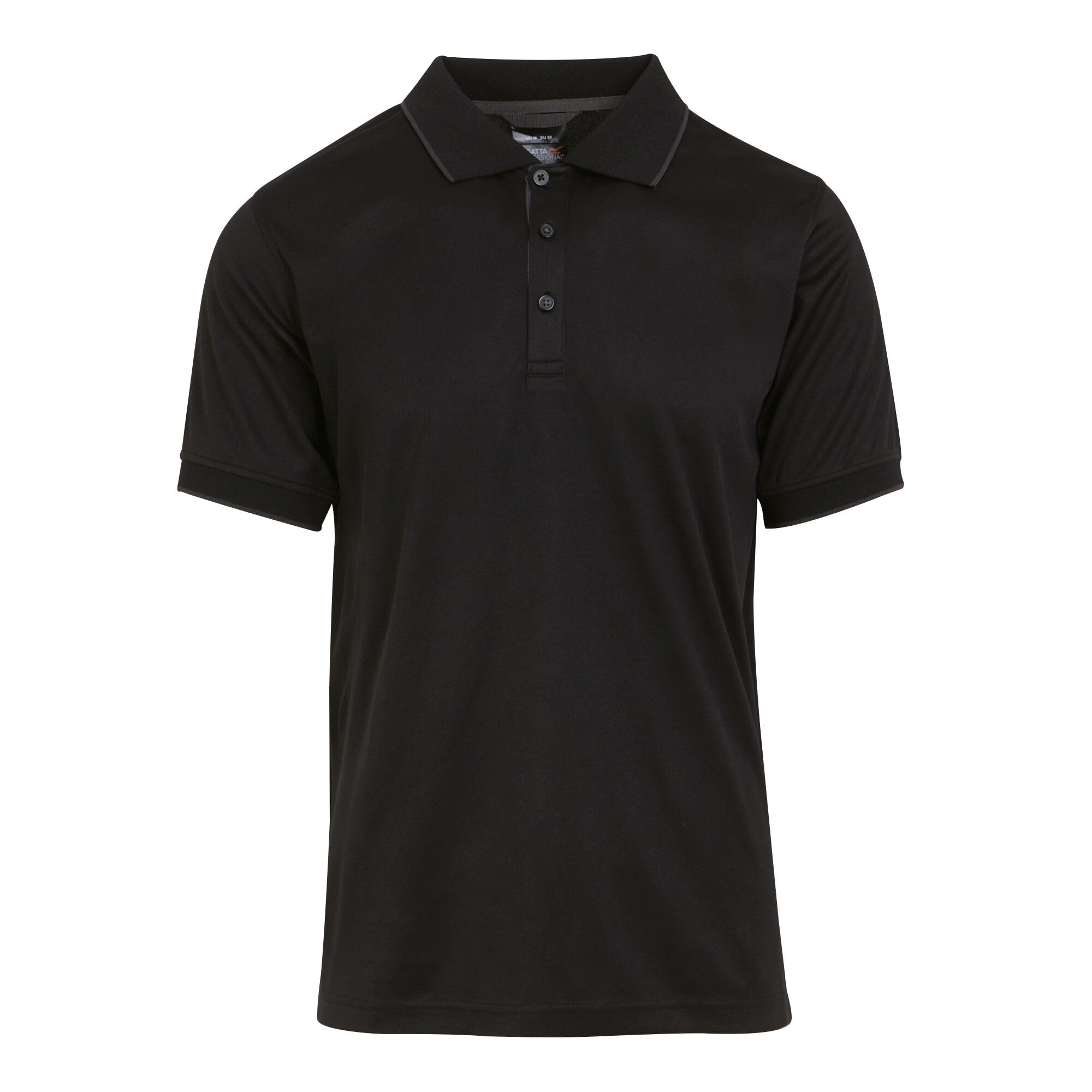 Regatta Professional Mens Navigate Short Sleeved Polo Shirts Black/Grey
