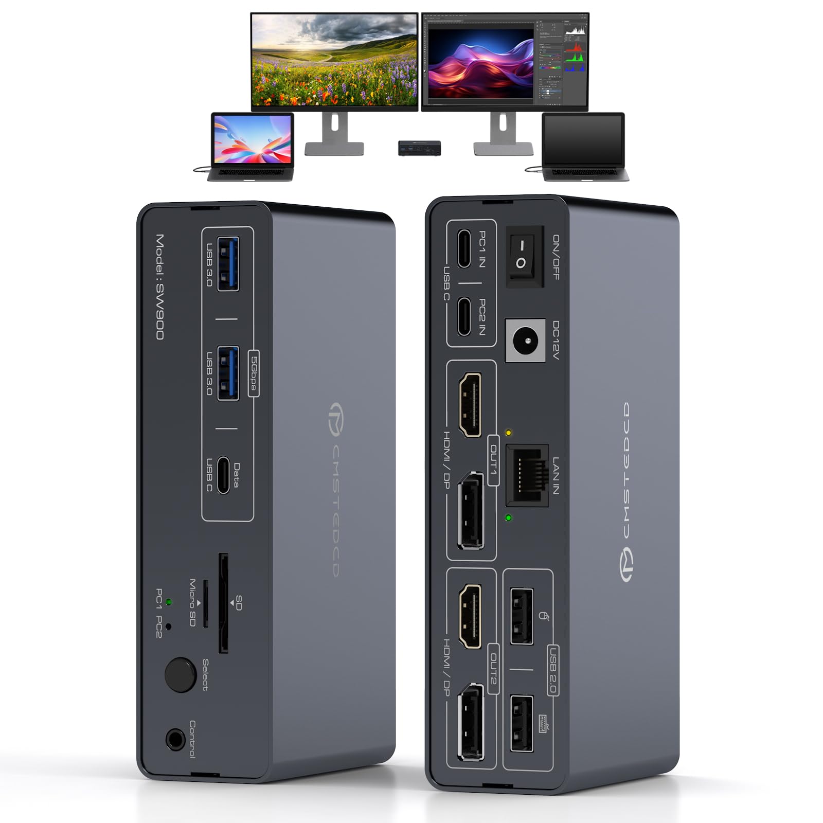 Amazon.com: USB C KVM Switch Docking Station for 2 Montors 2