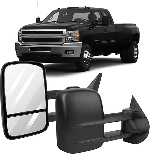 Vista 72 de OCPTY Espejos de remolque con calefacción, retrovisores laterales izquierdo y derecho compatibles con 2007-2013 para Chevy Avalanche 1500 Suburban