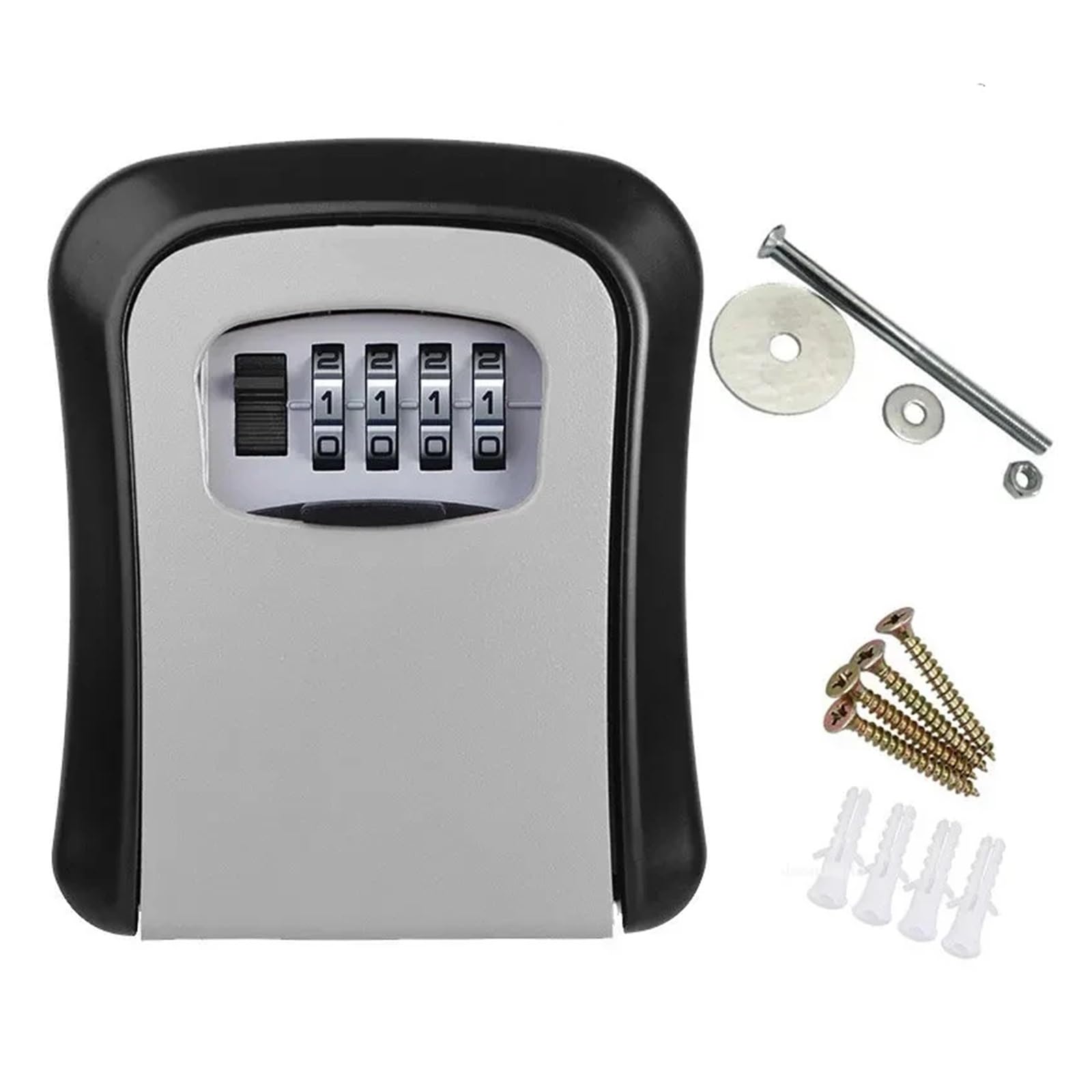 Mini Safe, Wall Mount Key Lock Box 4 Digit Password Code Security No for Home Office Safe Secret Storage Organizer(Grijs)
