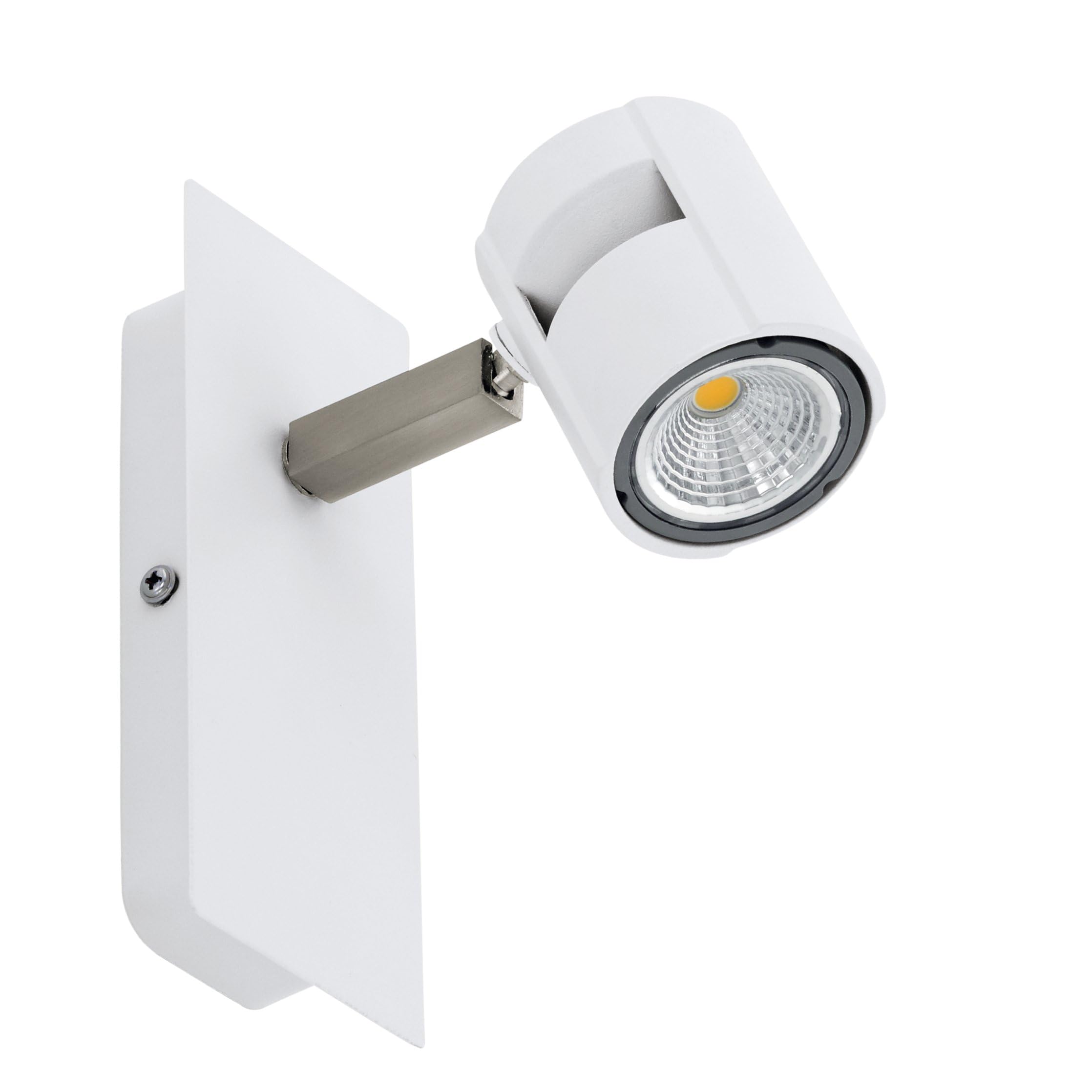 EGLO LED Wandlampe Vergiano, Wandleuchte dimmbar, Wandstrahler aus Metall | Alu, Wohnzimmerlampe in Weiß und Nickel-Matt, Spot inkl. GU10 Leuchtmittel, warmweiß