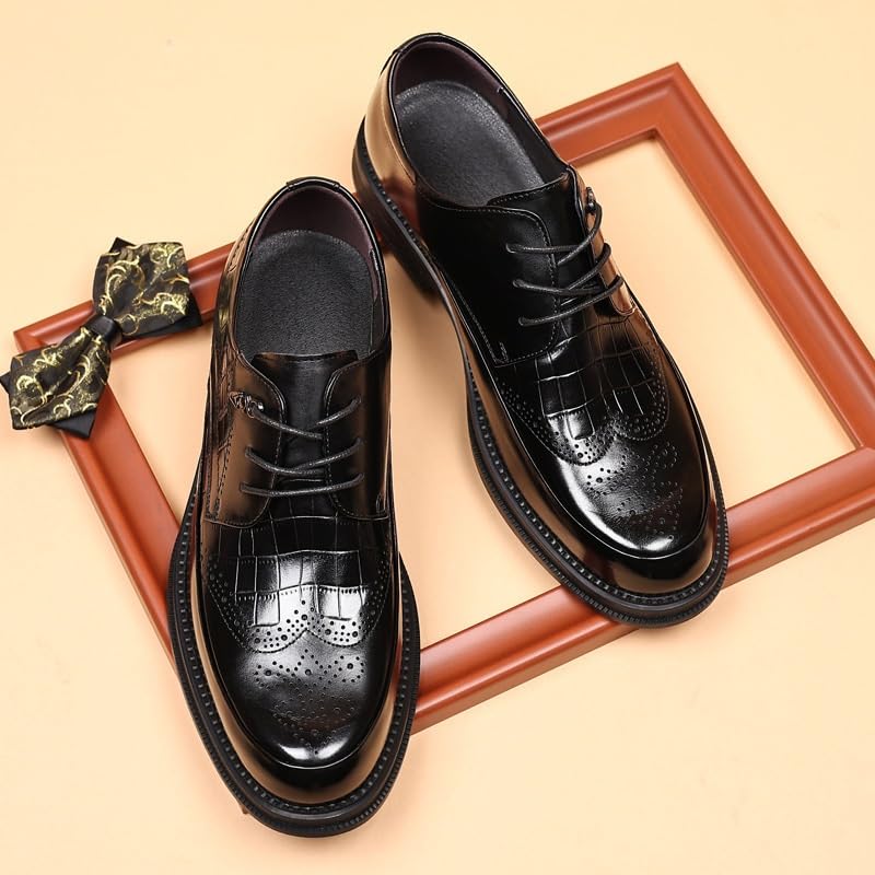 Men's Leather Platform Lace Up Dress Oxford Shoes Daily Non-Slip Soft Sole Casual Shoes for Work Office Formal Wedding4