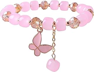 El Regalo 1 PC Butterfly Crystal Beads Tassel Bracelet With Cute Enamel Butterfly Charms for Girls/Teens/Women