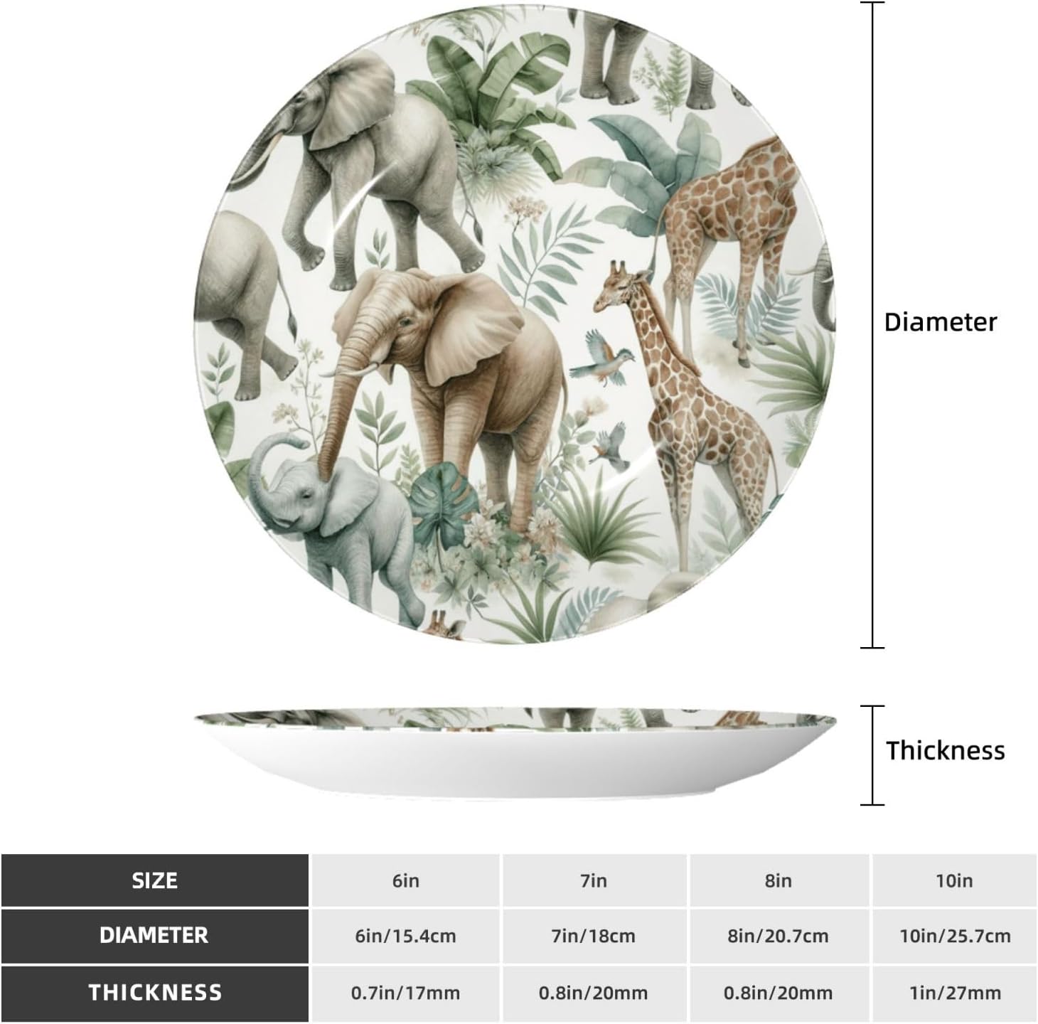 African-Wildlife 10 Inch Decorative Plate With Stand, Elegant Display Wall Plate For Home Decor