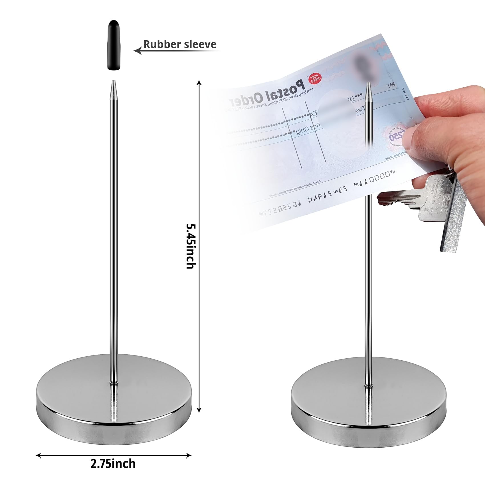 1 Pack Receipt Holder, Ticket Holder, Bill Holder Spike, Receipt Keeper, Check Holder for Restaurant, Office (Silver) (1)