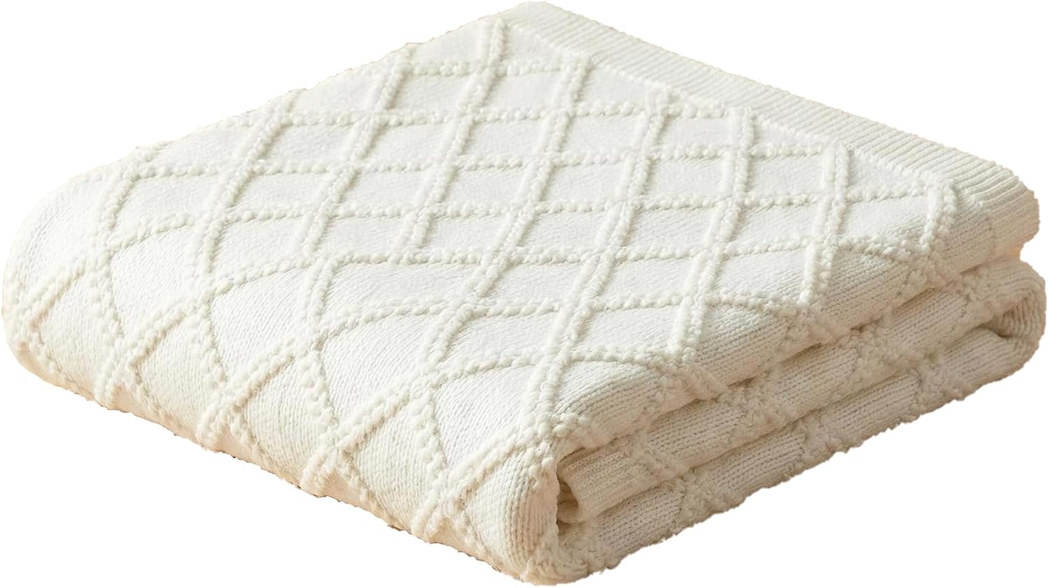 Knit Baby Throw Blanket for Boys Girls Newborn Baby Essentials Lightweight Soft Swaddle,32x35inch-Argyle White