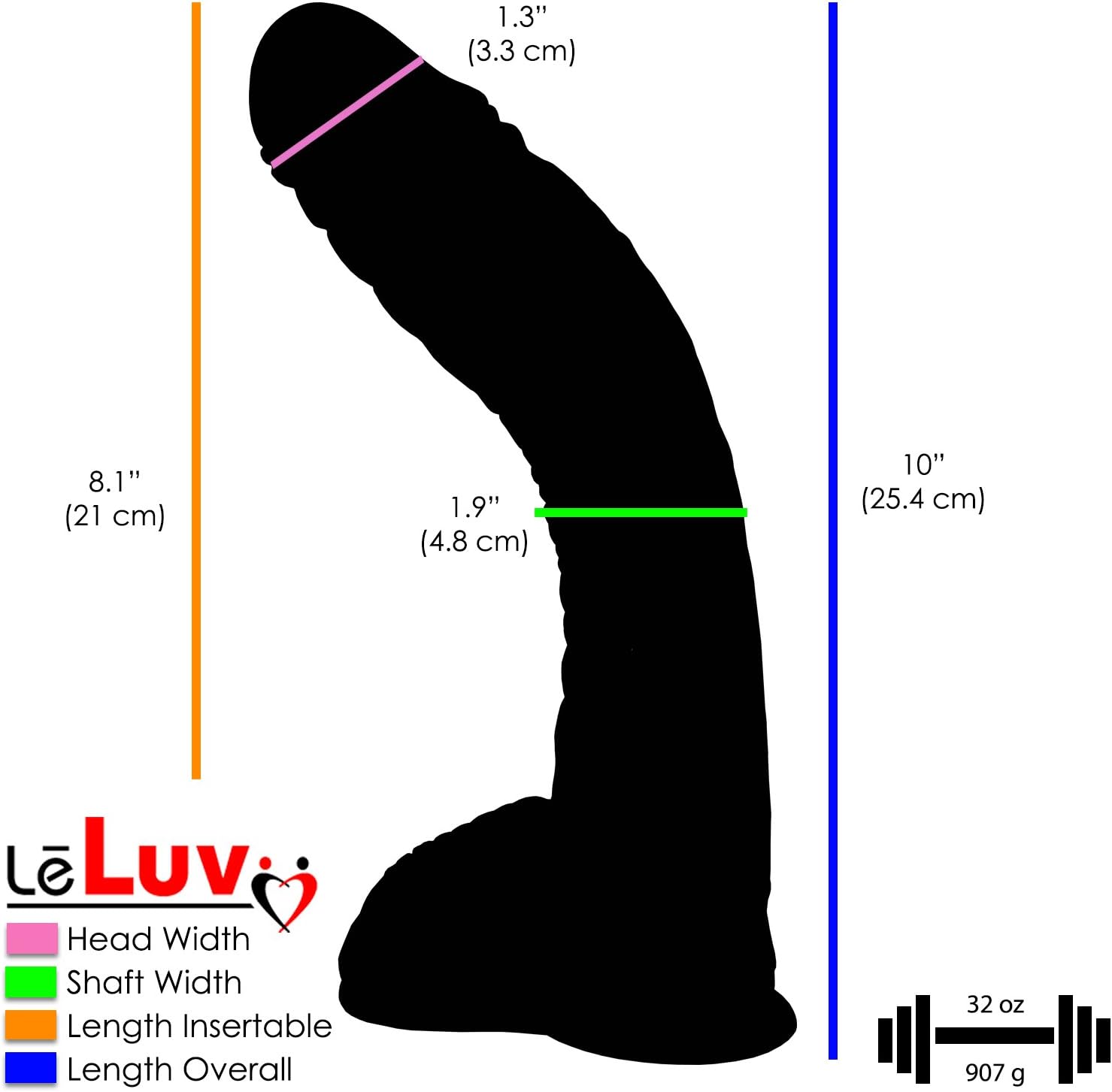 LeLuv Dildo Big Bent 10 Inch Realistic Suction Cup Thick Veiny Curved Vanilla Bundle with Secret Lipstick