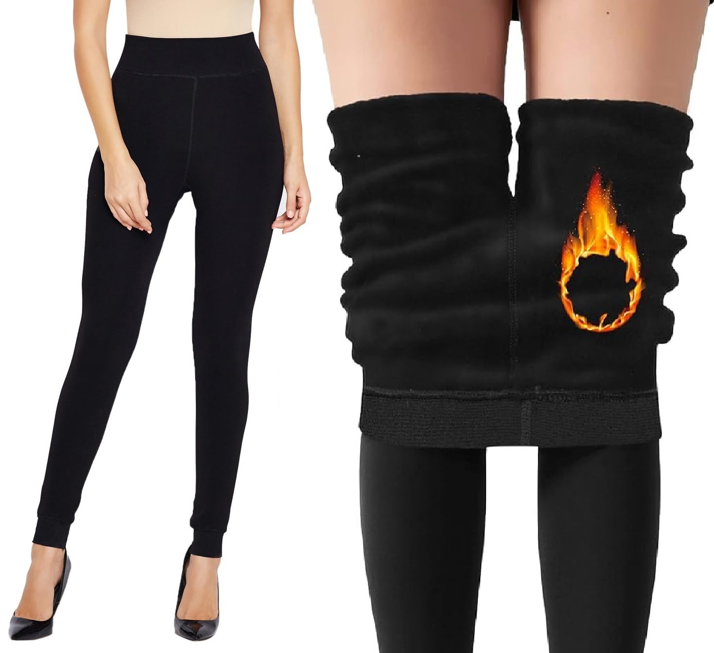 | Since 1993 | Women/Girls Comfort Fleece Footed Fur Leggings (with/Without Socks) | Winter Wear Extra Warm, Woolen High Waisted Lined Thigh Highs | Slim Fit Pyjamas, Multi ColorsBottoms-image-8