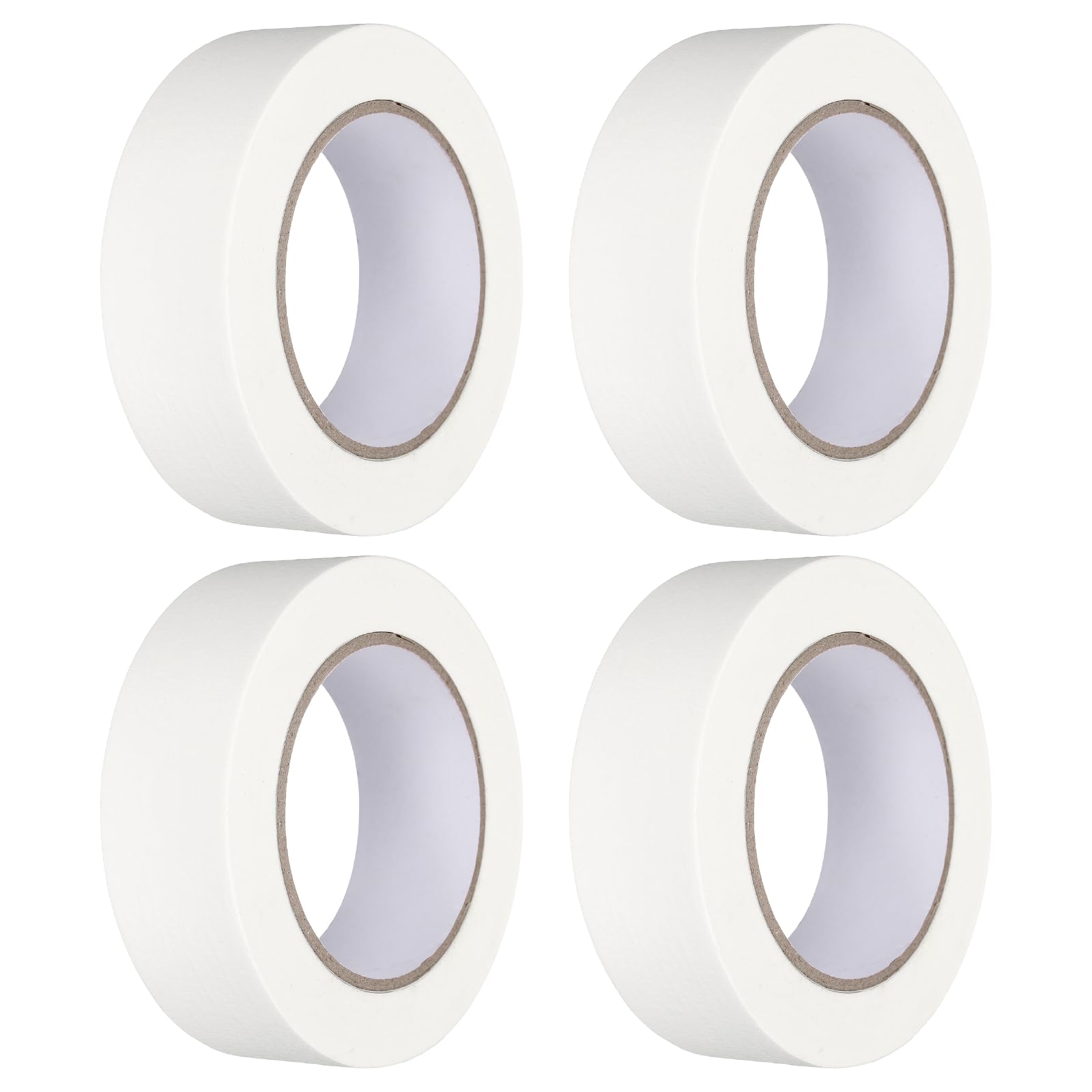 sourcing map 4pcs 35mm x 50 m Colored Masking Tape Universal Crepe Paper Colorful Masking Painter Tape for Art Drawing DIY Handcraft Labeling Sealing, White โ image 1