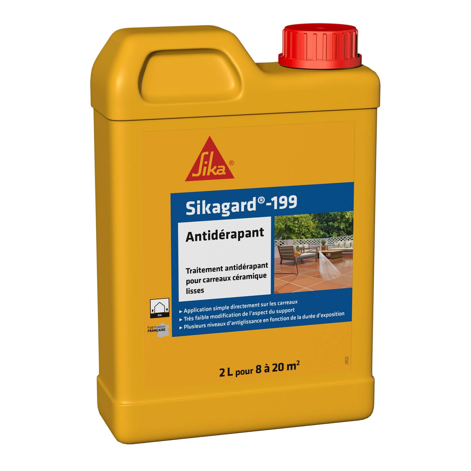SIKA - Traitement Antidérapant prêt à l'emploi - Sikagard-199-2L | Pour carrelage lisses en terrasses, piscine, marches d'escalier, rampes d'accès - Intérieur & Extérieur - 8 à 20m²