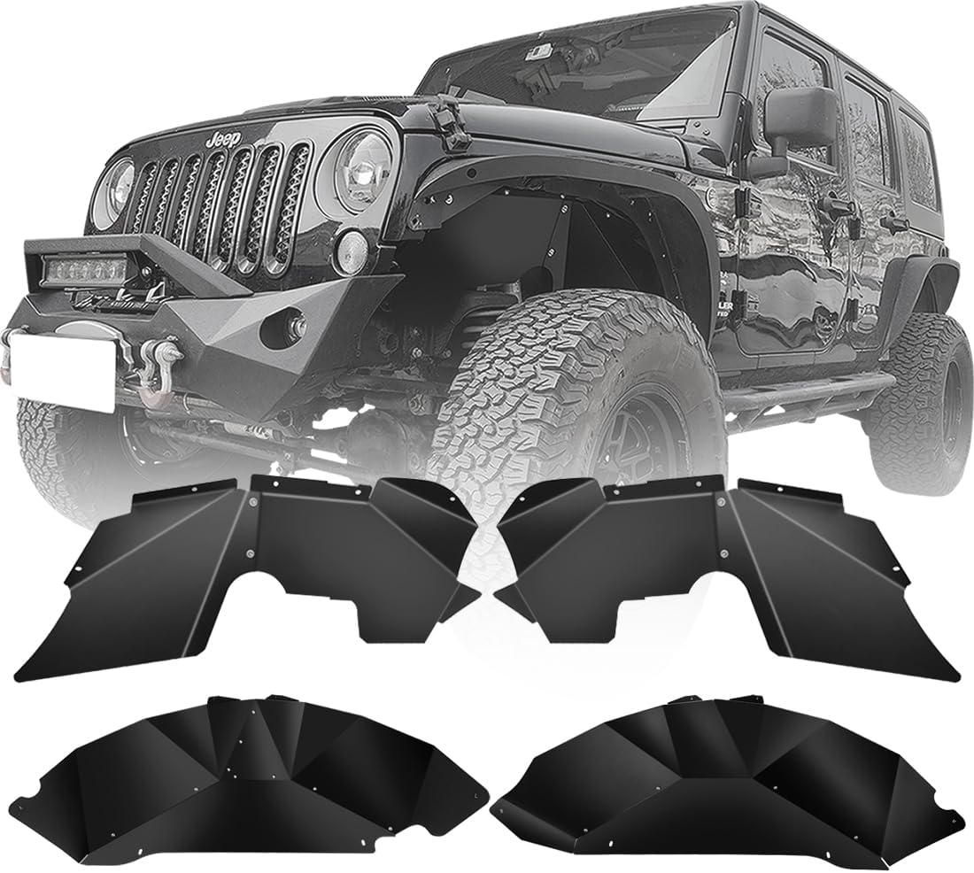Inner Fender Liners for JK & JKU (2007-2018) - Durable Mud Flaps & Splash Guards, Rust-Resistant, Easy Install, All-Sided Protection for Off-Road Adventures