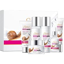 Snail Collagen Skincare Set, 6-Piece Anti-Aging Routine Kit with Cleanser, Toner, Lotion, Eye Cream, Serum, Cream, Moisturizing & Soothing Kit for Women & Men, Firms Skin & Reduces Fine Lines