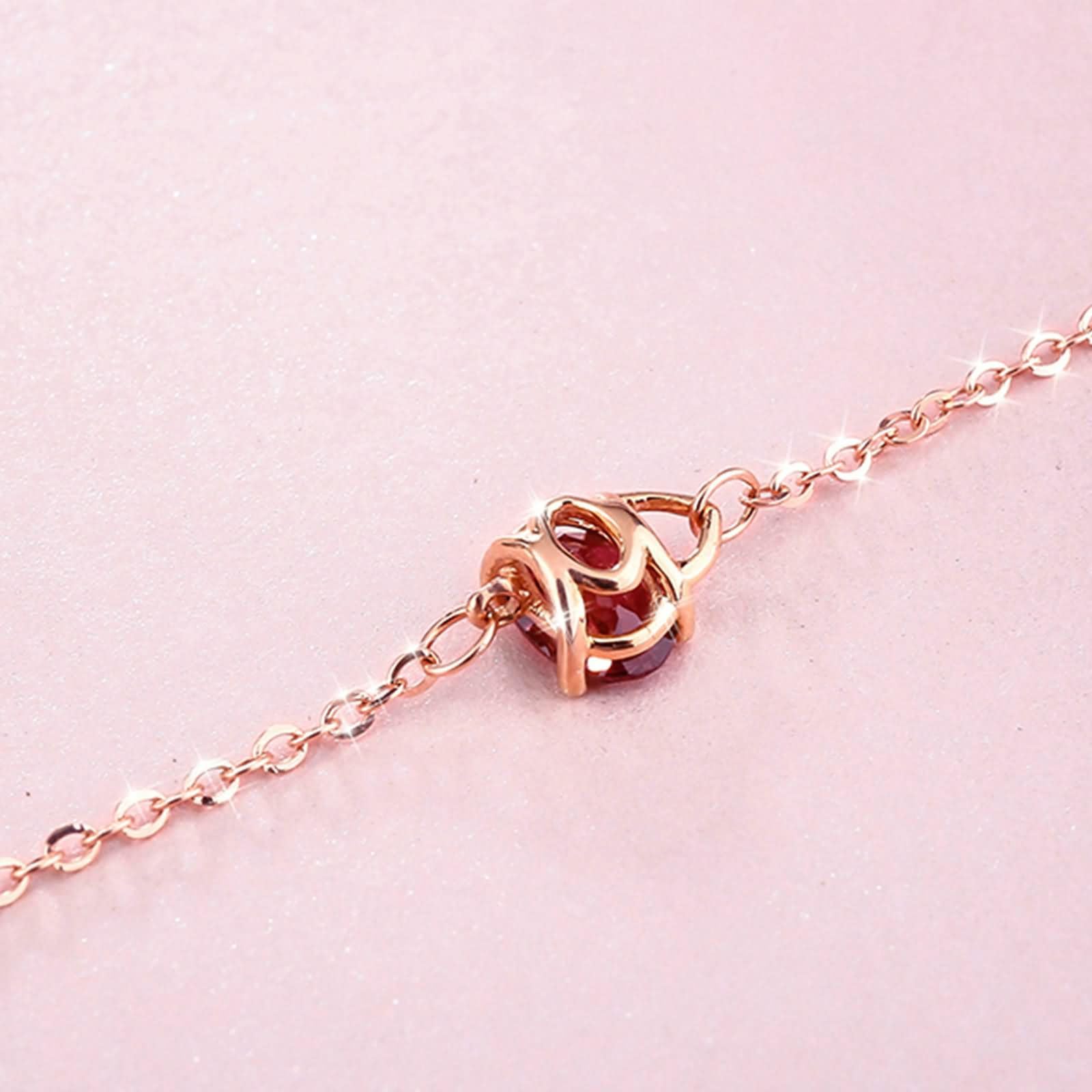 Pulseras Mujer Oro Rosa 9K / 14K / 18K, Cadena con Oval y Turmalina, Cadena Extensible 16 CM + 5 CM, Pulseras Ajustable Mujer de Oro Rosa