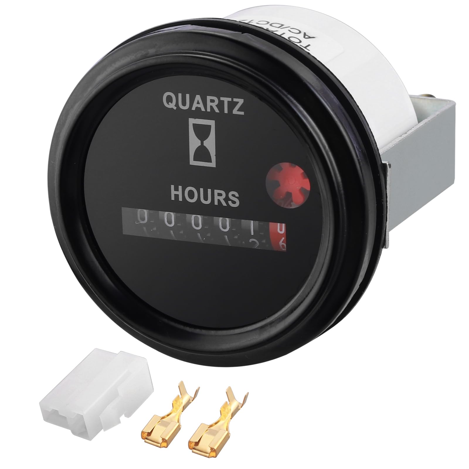 AUTOUTLET Compteur d'heures à quartz industriel 6 V-80 V, 12 V avec support de montage en métal, anti-vibrations, étanche, design à quartz pour intérieur et véhicule