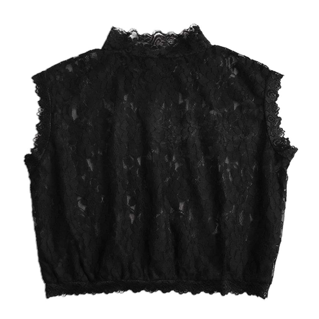 JOYKK Women Floral Lace Fake Collar Turtleneck Detachable Dickey Half Blouse - Dark