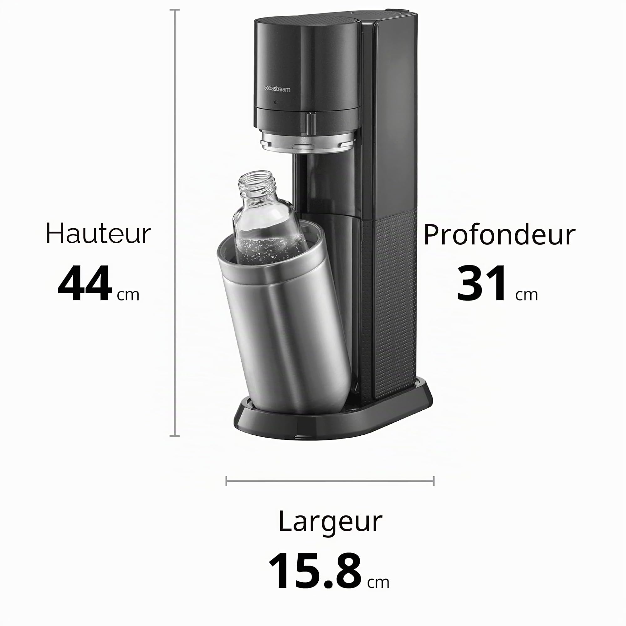 Sodastream DUO Machine à Soda | 2 Bouteilles + 2 Verre + Cylindre | Noire